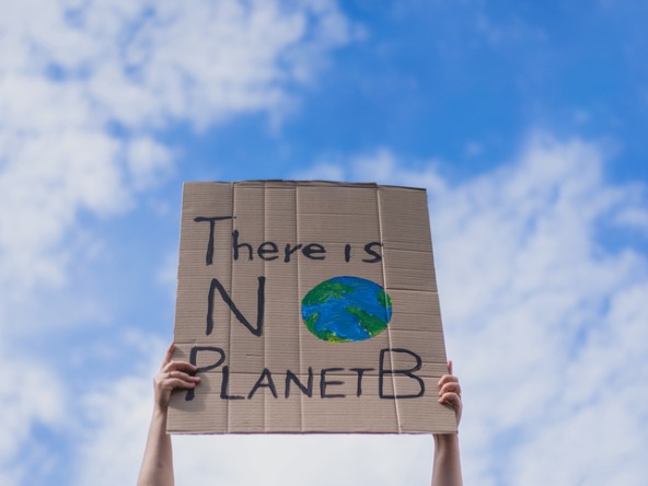 Climate protest placard with the words 'There is no planet B'